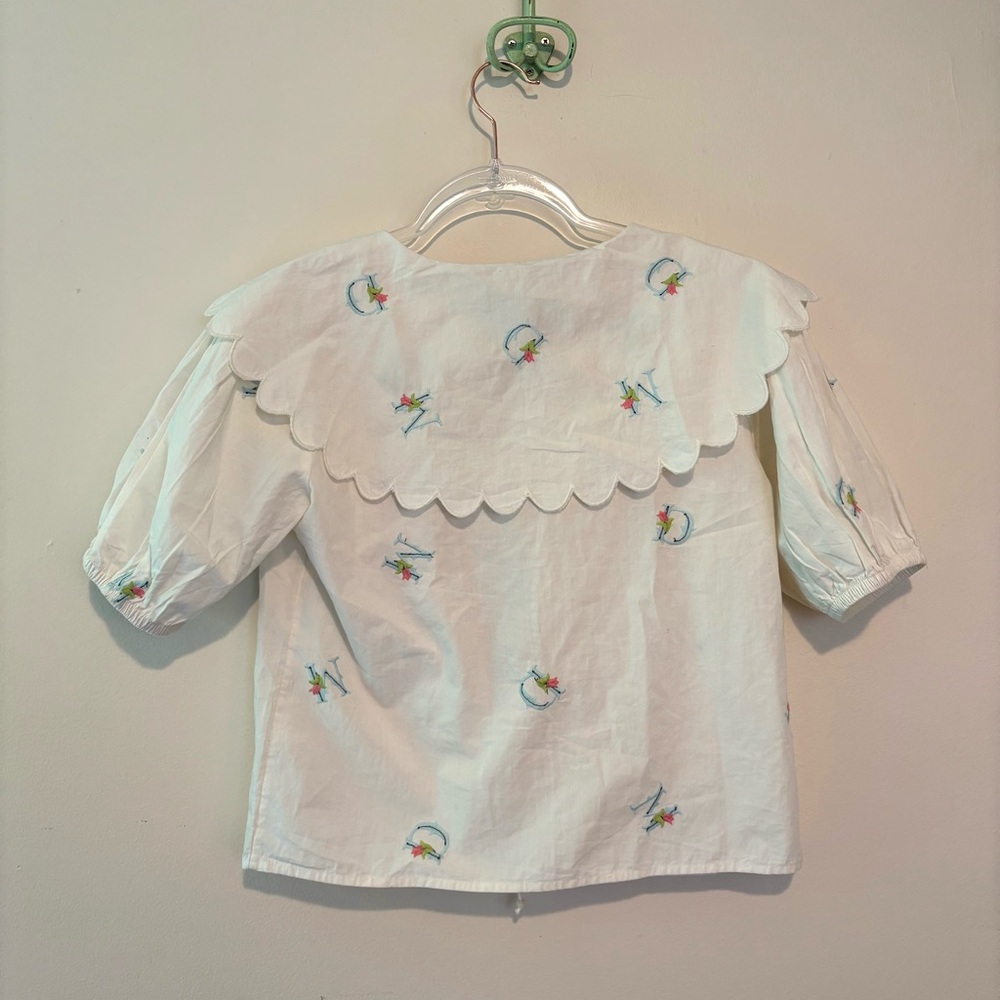 Damson Madder Maggie embroidered tie front scallop blouse - Picture 10 of 11